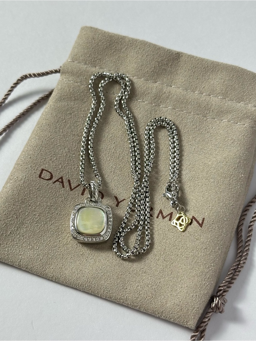 David Yurman Sterling Silver Albion Rock Crystal Diamond Pave Pendant Necklace